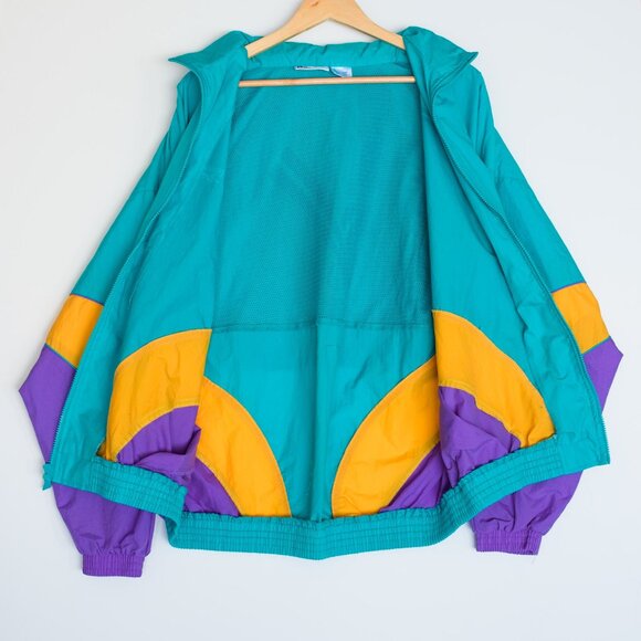 Vintage 90s Reebok Mens L Windbreaker Jacket Teal - Picture 10 of 10